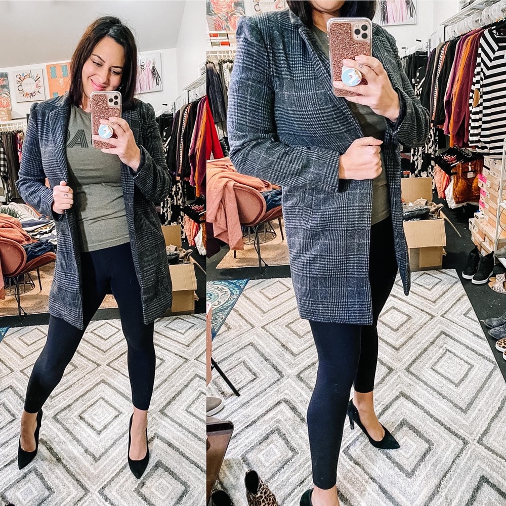 Green plaid blazer